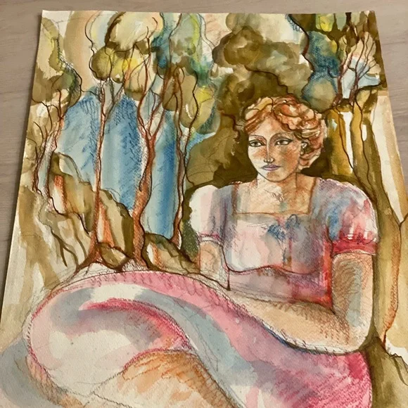 Colorful Abstract Portrait Art original watercolor - Picture 1 of 1